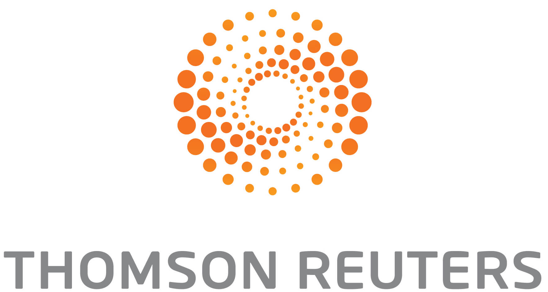 Thomson reuters logo with orange dots.